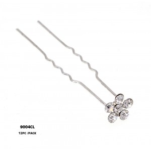 12 Piece Hair Stick Set - Clear Crystal Flower - CS-9004CL